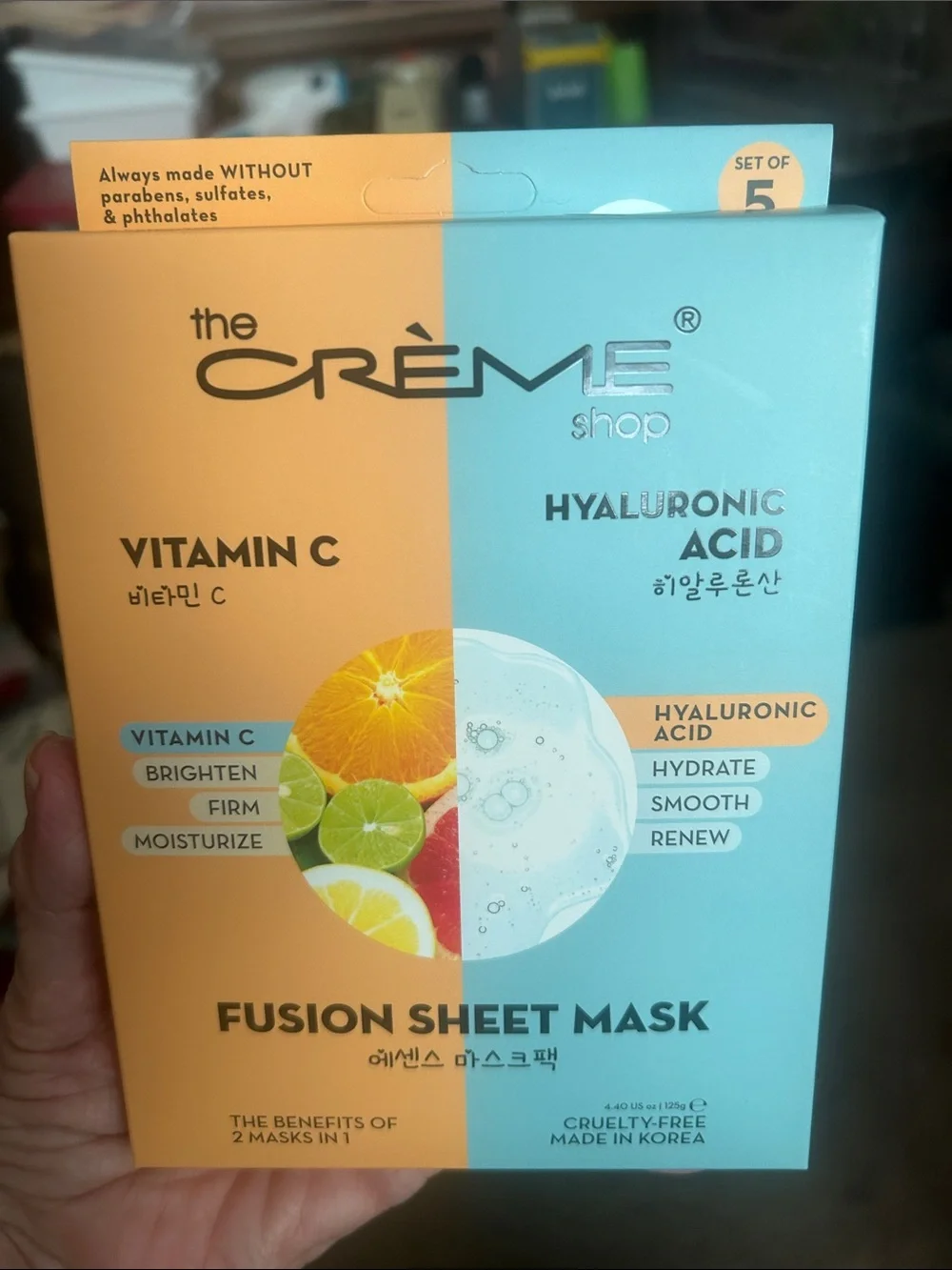 Box of 5 The Creme Shop Vitamin C & Hyaluronic Acid  Fusion Sheet Mask NEW